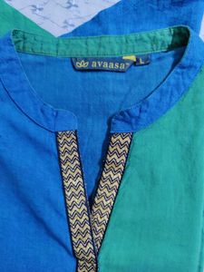 Avaasa kurta, L Size Beautiful Blue Green Shade