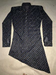 Patterned Asymmetrical Shirt