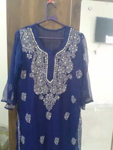 A blue Chikankari kurti.😍