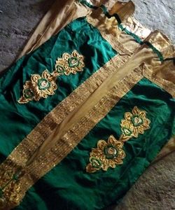 Green and Cream Combination Ethnic Top Wear#fbls