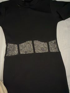 Black Sheath Dress with Mesh Detail