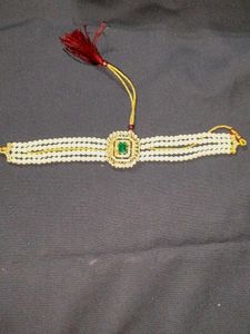 Elegant Pearl &amp; Emerald Choker Set