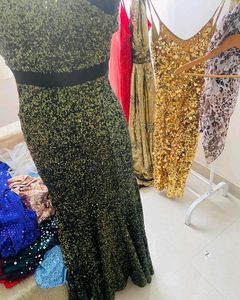 Emerald Sequins Gown By Badgley Mischka