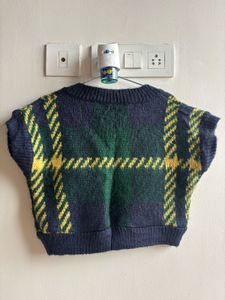 Plaid Knit Sweater Vest Top