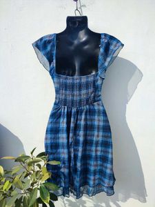 Wild Fabel blue Plaid Mini Dress
