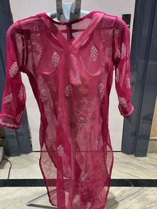 Pink Embroidered Kurta