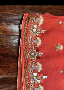 Coral Embellished Saree with Blouse