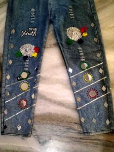 Stylish girl Jeans with Embellishments