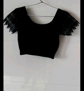 Elegant Black Lace Sleeve Blouse