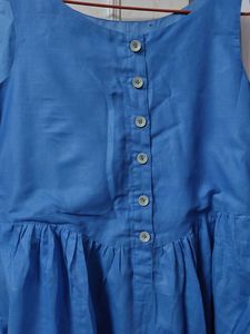 💙 Blue Sleeveless Fit &amp; Flare Cotton Dress