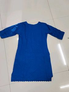 Royal Blue Cotton Kurti for Women (M)