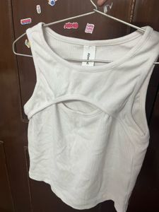 White Cut Out Tank Top