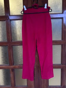 Red Linen Casual Pants