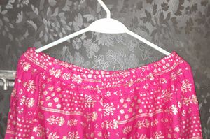 Pink Printed Kurta Set (golden work)
