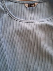 Blue Flared Ribbed Pants. Back Side Added