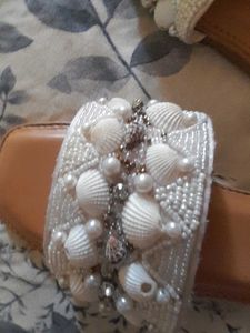 Shell Embellished Slide Sandals