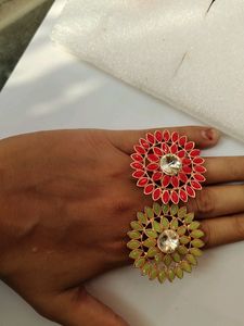 Red, Pista Green, Blue And Orange Four Colour Stone Rings Available.   99 Rs For 1 Piece.