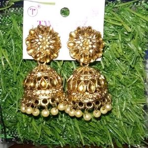 Golden Jhumka Earrings