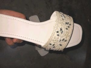 Embellished White Slides
