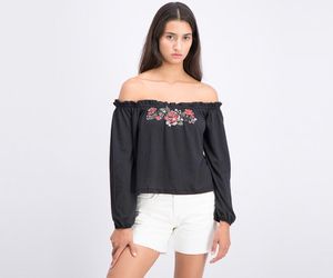 Bershka Black Off the Shoulder Top