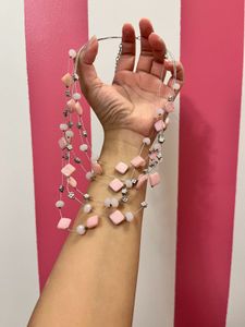 Multi Layered Pink And Violet Stone Necklace