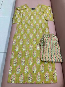 Green Floral Kurti Set
