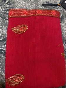 Elegant Red Embroidered Saree