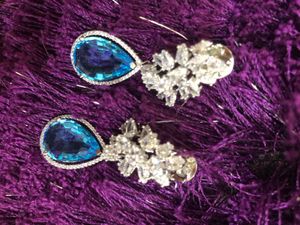 Cubic Zirconia Drop Earrings (big Blue Swarovski)