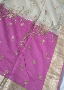 Embroidered pink saare{only saare,No blouse Piece}