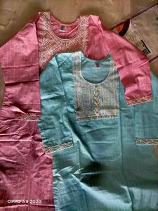 Elegant Cotton Kurti Combo (Pink &amp; Sky Blue)