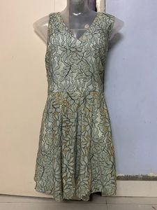 COVER STORY Women Green Self Design Lace Fit & Fla