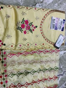 Unstitched Silk Suit With Heavy Chinon Fulkari Dupatta