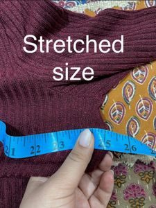 Shein Burgundy Crisscross Mock Neck Top