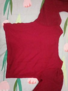 Burgundy Puff Sleeve Cardigan