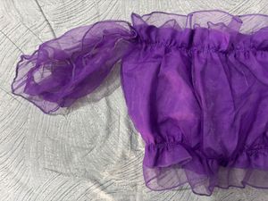 Purple Ruffle Crop Top