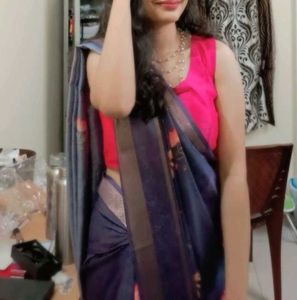 Floral Print Purple Saree