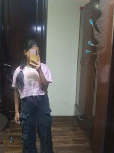 Pink Tie-Dye Crop Top & Cargo Pants Set