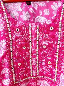 Pink Floral Print Kurti
