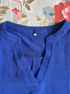 Blue V neck shirt style top