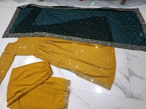 Elegant Mustard Anarkali Suit Set