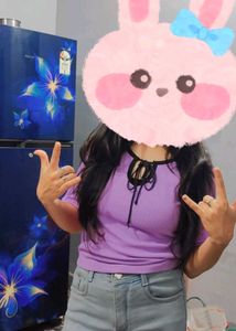 Purple Top with Tie Detail