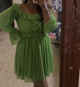 Green Ruffle Mini Dress