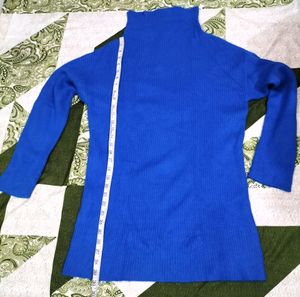 Blue High Neck Sweater For Women