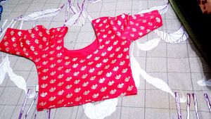 Red Blouse with Gold Print