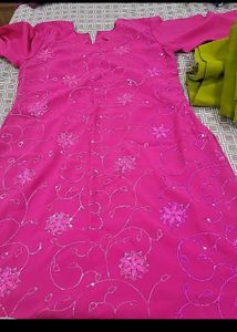 Pink Sequined Dress Material