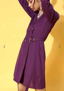 Chic Purple Belted Shirt Dress
