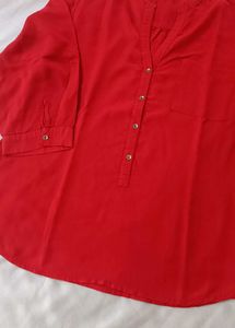Red Mandarin Collar Top from Laks*ita
