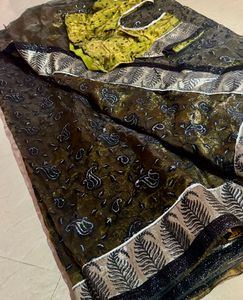 Olive Net Saree