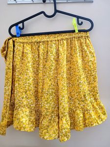 Yellow Floral Printed - Wrap Skort
