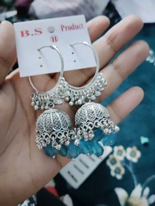 🩵 Stylish Silver Jhumka Earrings 🩵